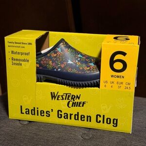 Western Chief Navy Floral Garden Clog with Multicolor Flowers